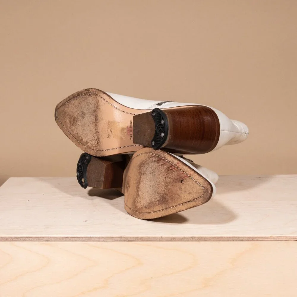 Rag & Bone Razor Boot Antique White Leather - Size 39/9 - Picture 10 of 11